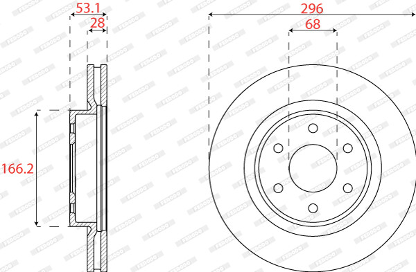 Ferodo 2x Front Brake Disc Vented Fits Nissan NP300 Navara Pickup