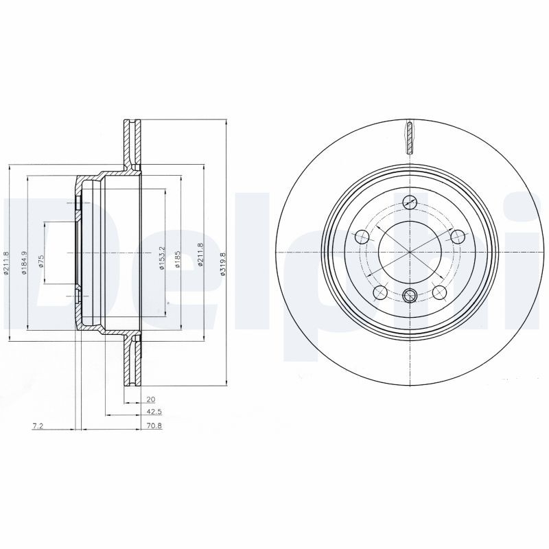 2X BG4168 DELPHI Brake Disc for BMW