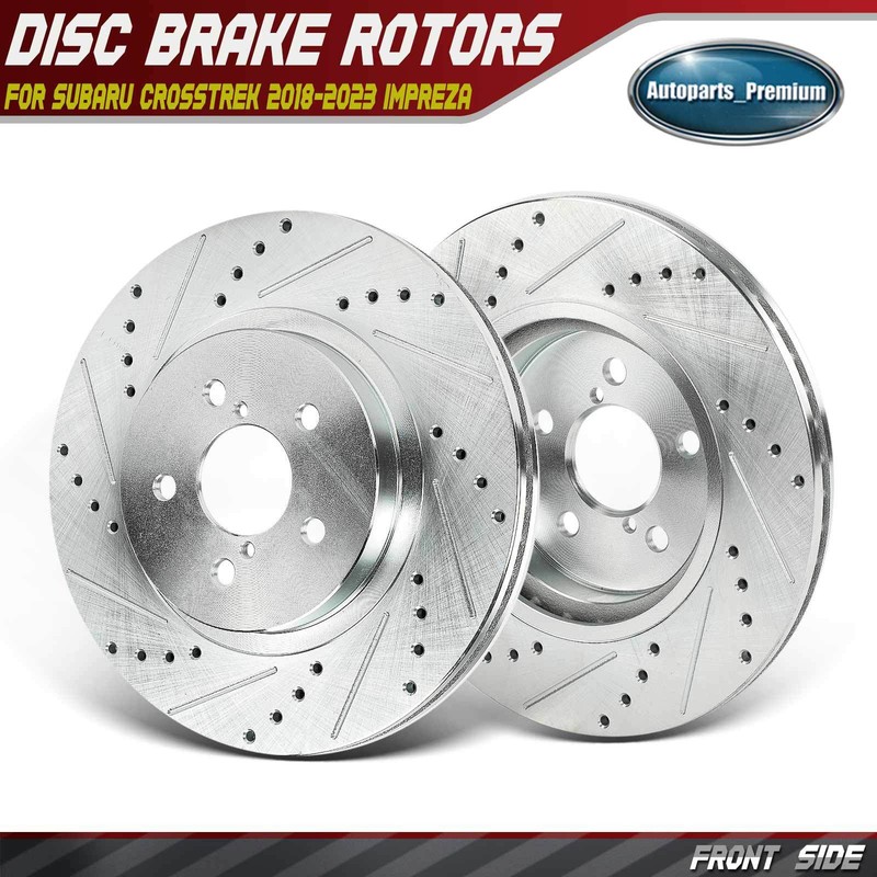 Front Left & Right Drilled Brake Rotors for Subaru Crosstrek 2018-2023 Impreza