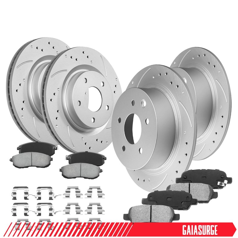 Front & Rear Drilled Slotted Brake Rotors & Ceramic Pads for Nissan Altima 2.5L