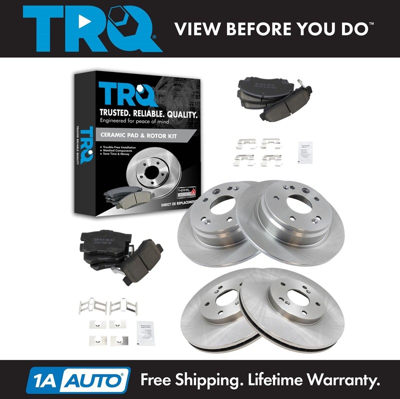 TRQ Front & Rear Brake Rotor & Posi Ceramic Pad Kit for 99-03 Acura TL New