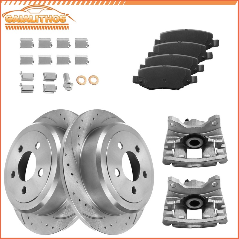 For 2008-2011 2012 Jeep Liberty Rear Brake Rotors Pads + Brake Calipers Kit