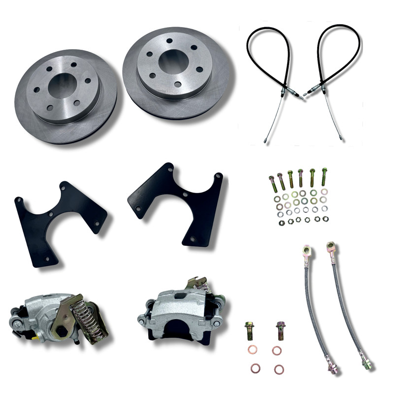 1973-1987 Chevy C10 Rear Disc Brake Conversion Kit Silver E-Brake Calipers 6 Lug