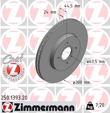 Zimmermann 250.1393.20 Brake Disc for Ford