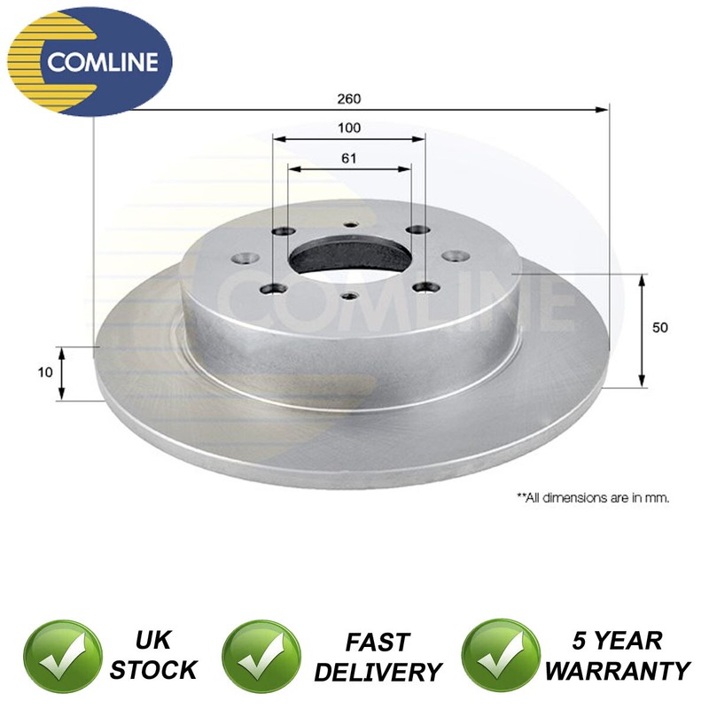 Brake Disc Rear Comline Fits Honda Civic 1994-2005 MG ZS 2001-2005 #1