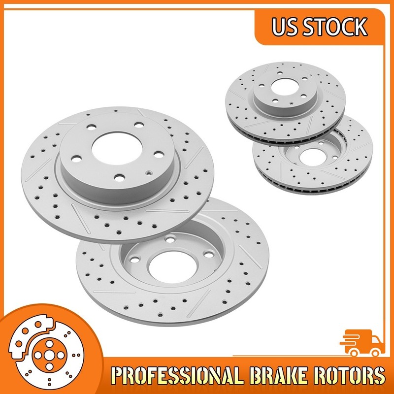 Front & Rear Drilled Brake Rotors For 2014-2018 Mazda 3 2019-2021 Mazda Cx-3 AWD
