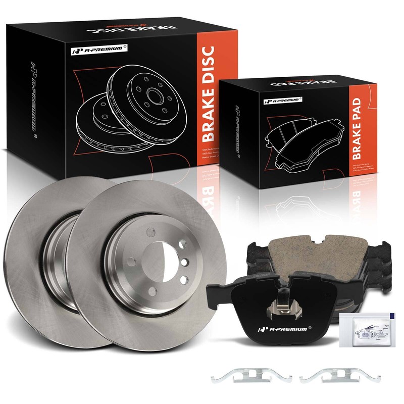 A-Premium Rear Disc Brake Rotors & Ceramic Pads for BMW E65 F01 750i 06-08 760i