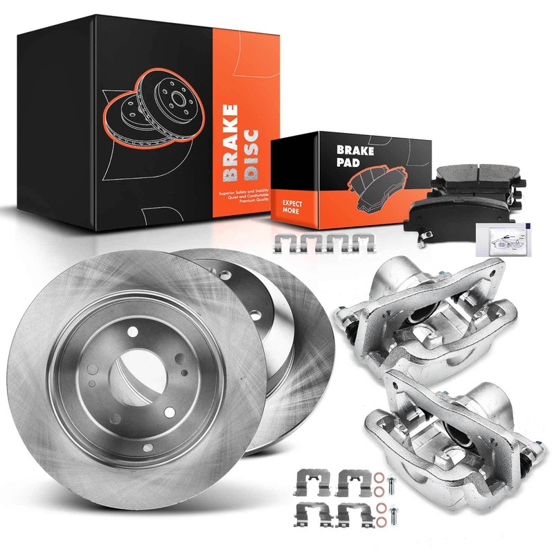 Rear Disc Brake Rotor &Pads+Caliper for Hyundai Santa Fe 10-16 Kia Sorento 11-14