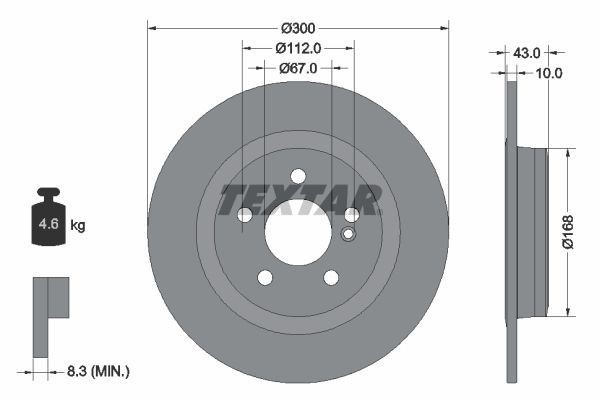 2X Textar 92277503 Coated Rear Brake Discs 300mm Solid Fits Mercedes Slc Slk