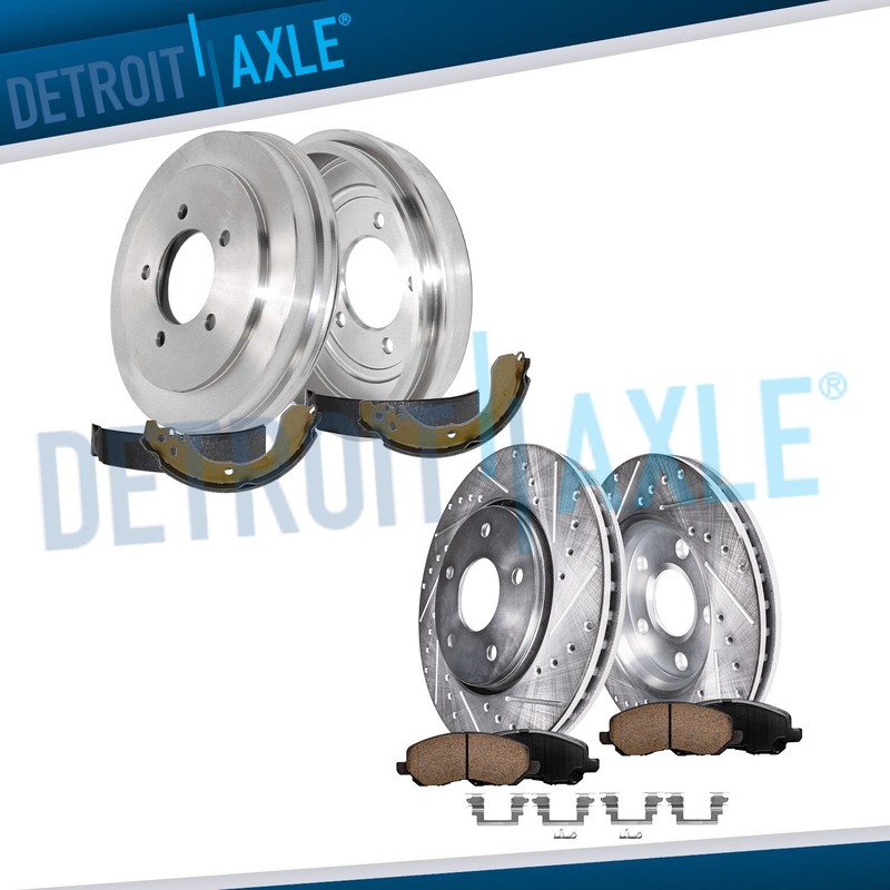 Front Drilled Rotors Rear Drums Brake Pads Shoes for Jeep Patriot Dodge Avenger
