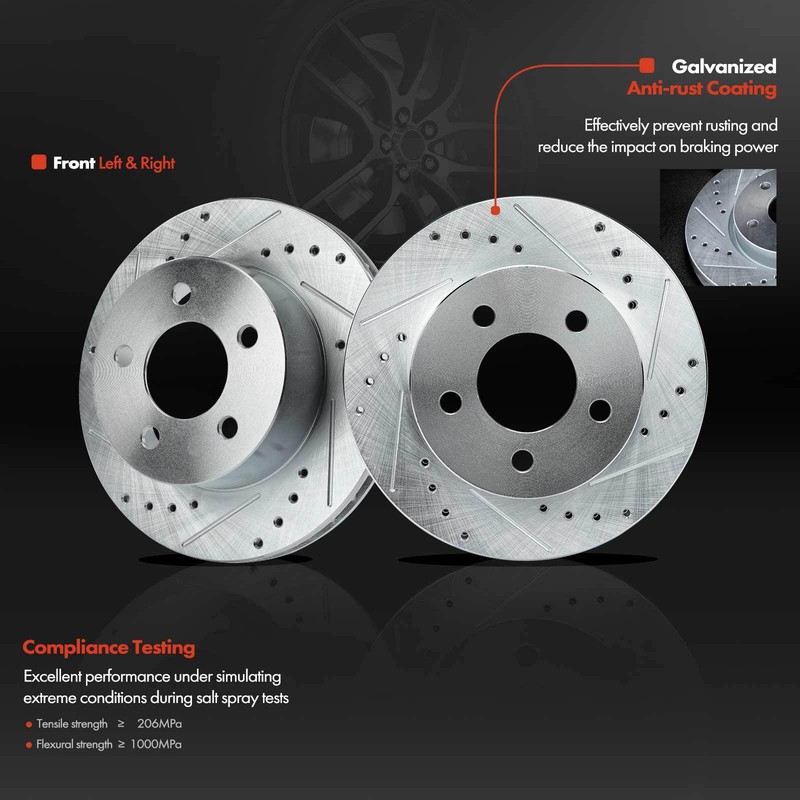 Front Drilled Brake Rotors for Jeep Cherokee 1990-1999 Wrangler Comanche 280mm gallery