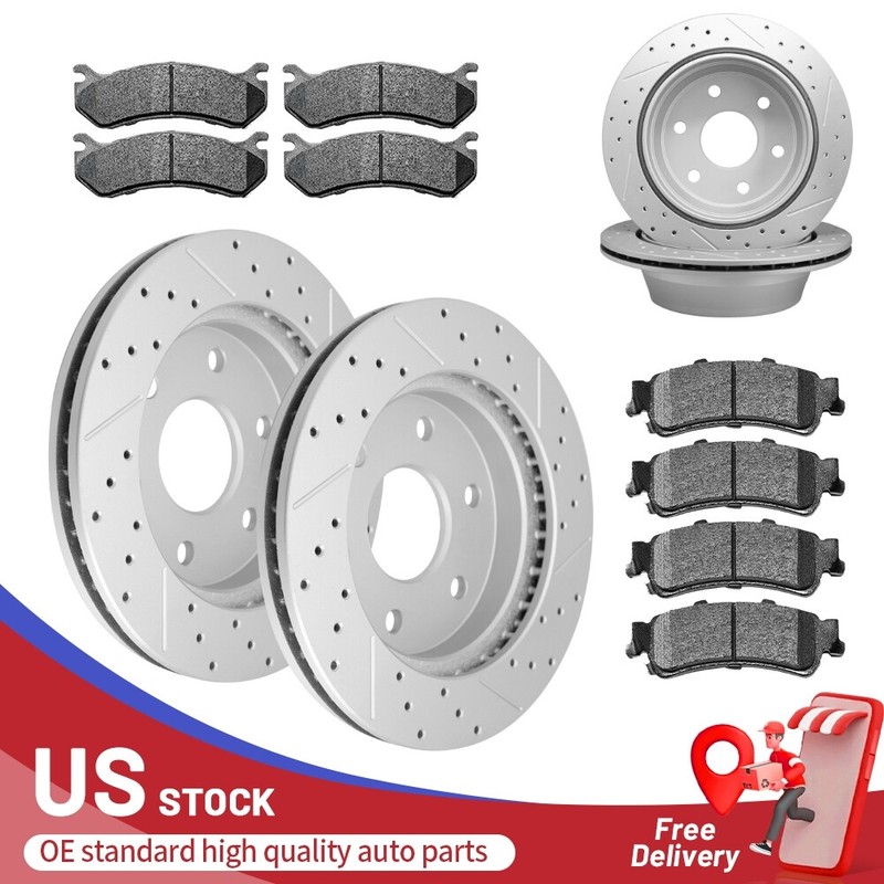 Front & Rear Brake Rotors+Ceramic Pads for Chevy Silverado GMC Sierra 1500 Yukon