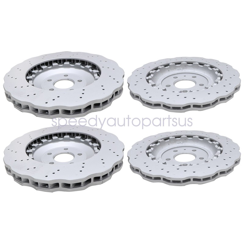 Front & Rear Vented Drilled Dimpled Disc Brake Rotors For RS7 2014 2015 2016 gallery