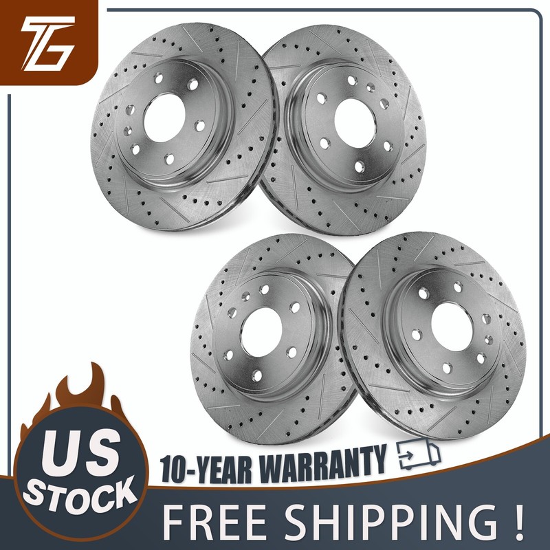Front & Rear Drilled Brake Rotors for GMC Acadia Chevy Traverse Buick Enclave