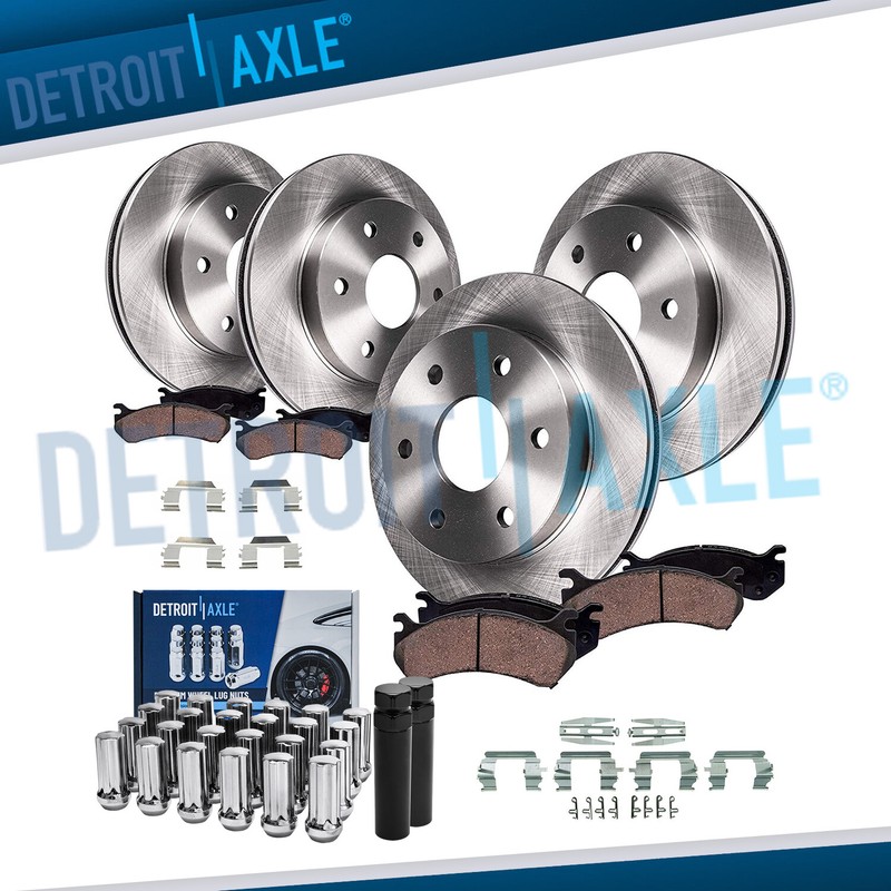 Front & Rear Rotors Brake Pads + 24pc Lugnuts w/keys for Rainier Envoy Ascender