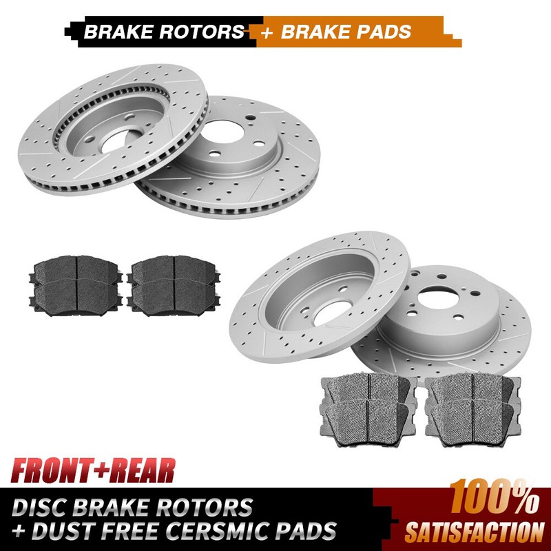 Front Rear Brake Rotors + Brake Pads for 2006-2018 Toyota Rav4 LE Lexus HS250H