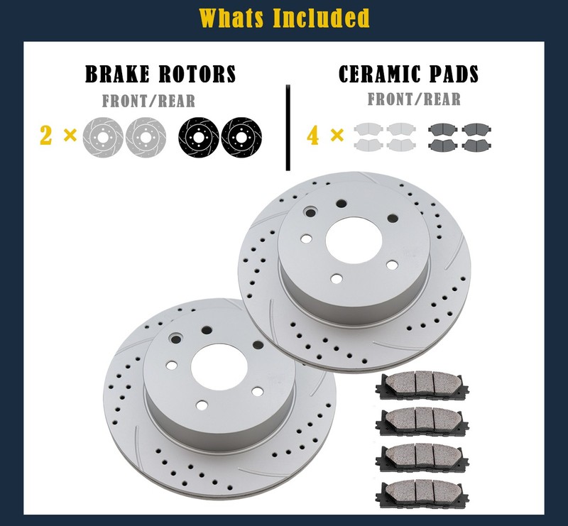 REAR Drilled Brake Rotors Brake Pads Kit for Nissan 350Z 2003-2005 Single Piston gallery