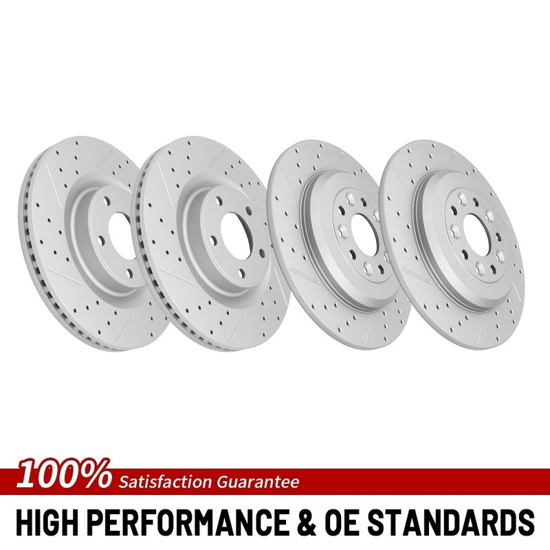 320mm Front & 330mm Rear Drilled Brake Rotor For 2011-2015 Lincoln MKX Ford Edge