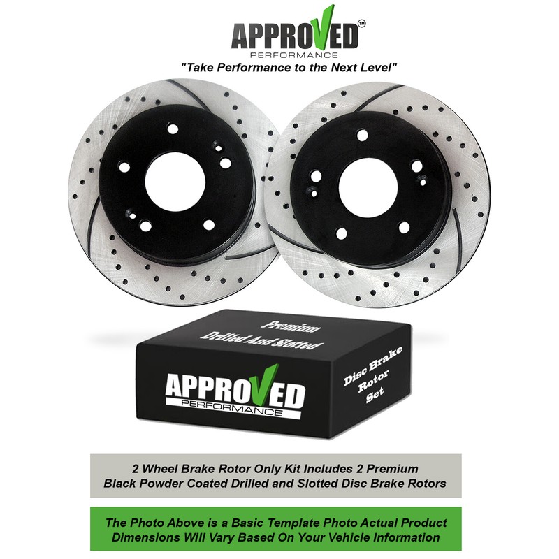 Rear Set Premium Drilled and Slotted Disc Brake Rotors (Brake Rotors Only)