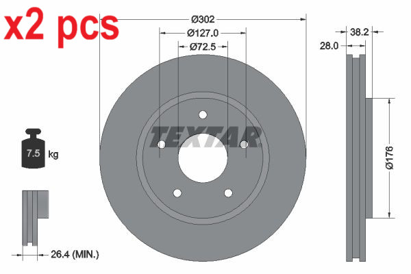 X2 PCS L&R SIDES BRAKE DISC 92181503