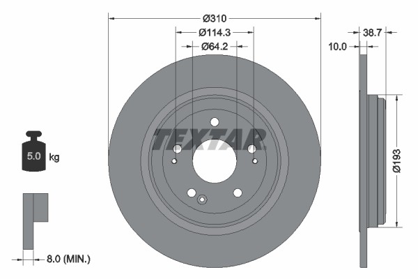 Textar 92306103 Brake Disc for Honda, Honda (Dongfeng), Honda (GAC) gallery