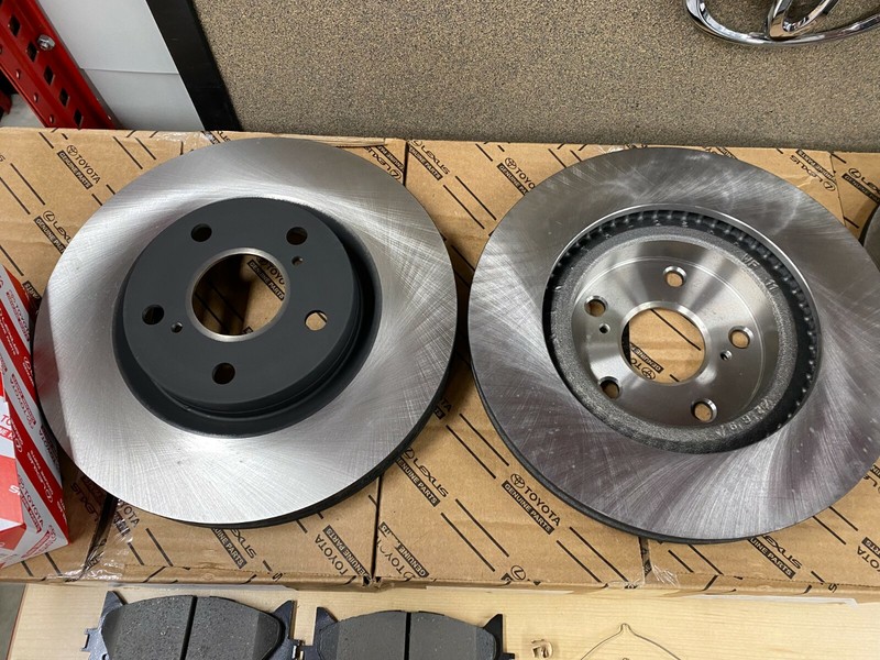 2012-2017 TOYOTA CAMRY GENUINE FRONT & REAR BRAKE KIT ROTORS TCMC PADS & SHIMS gallery