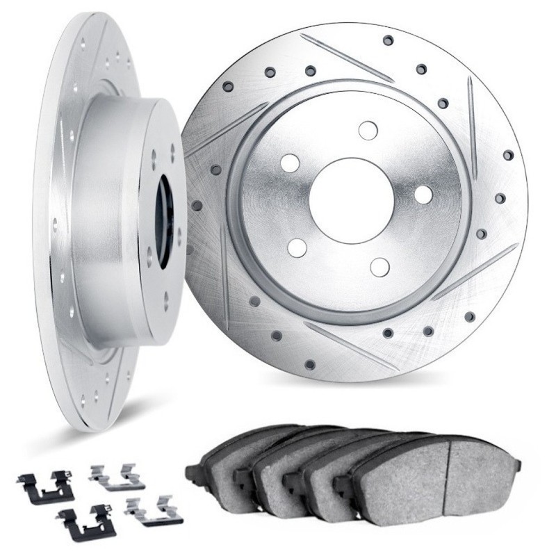 For Toyota C-HR 2020-2022 Brake Rotor Set | Silver | Drilled And Slotted Style gallery