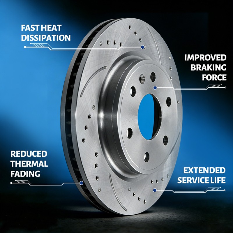 Rear Drilled Rotors + Brake Pads for Infiniti M35H M56 FX35 FX45 Nissan Murano gallery