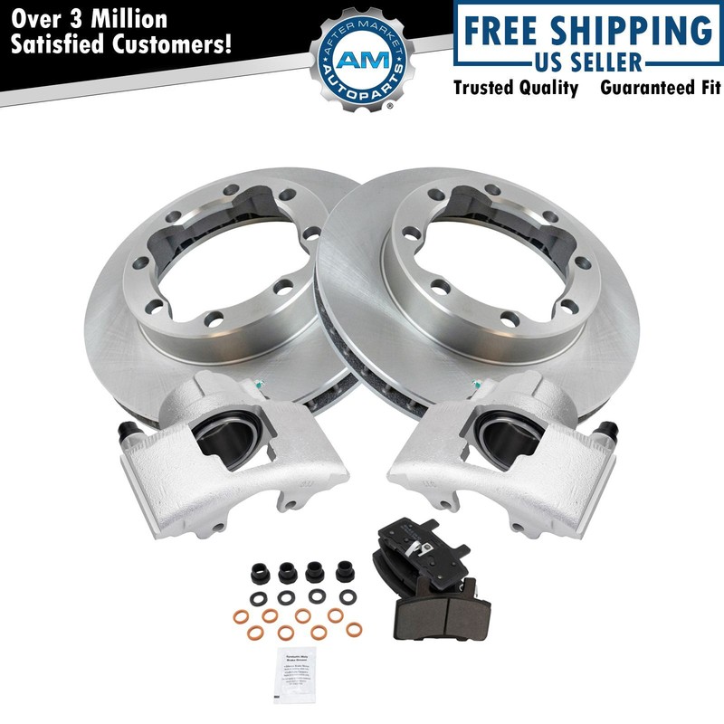 Front Semi-Metallic Disc Brake Pad Rotor & Caliper Kit for Chevy GMC K3500