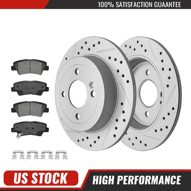 262mm Rear Brake Disc Rotors Ceramic Pads for 2012 – 2017 Hyundai Accent Kia Rio