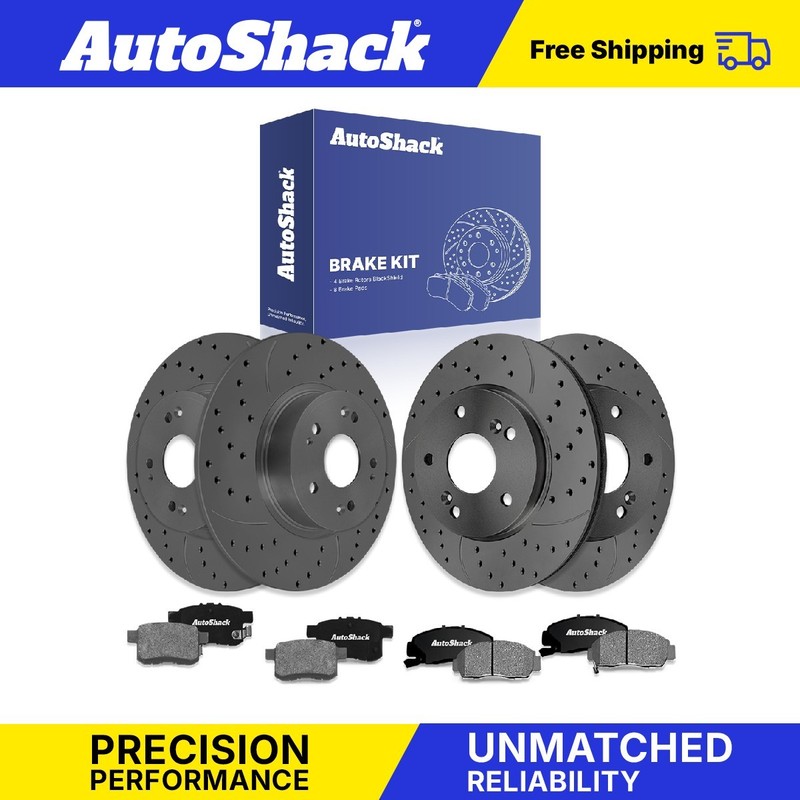 Front Rear Drilled Slotted Brake Rotors Ceramic Pads for Honda Accord 2.4L