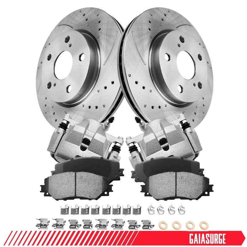 Front Disc Rotors Brake Pads + Calipers fits Toyota RAV4 Scion xB Lexus HS250h