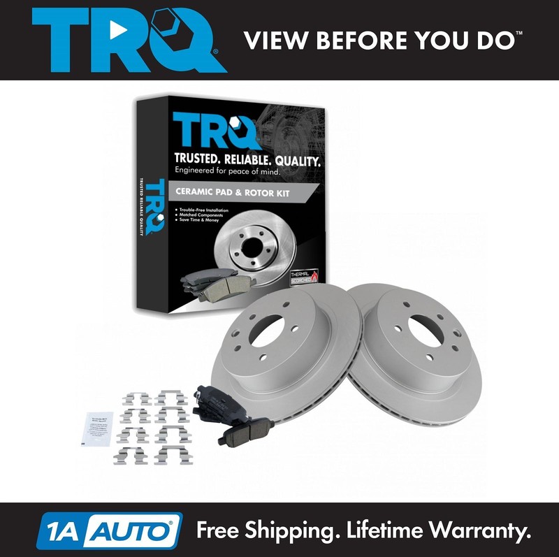 TRQ Rear Ceramic Disc Brake Pads & G-Coated Rotors Kit for Infiniti Nissan New