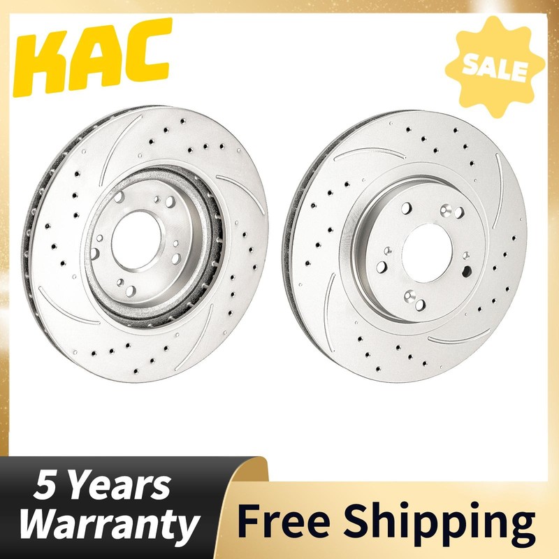 2x Front Drilled & Slotted Brake Rotors Fits 2002-2006 Acura RSX 45251S6MA10