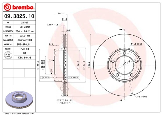 Brembo 09.3825.10 Brake Disc for Daimler, Jaguar gallery