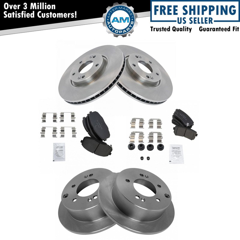 Front & Rear Disc Brake Rotor & Ceramic Pad Kit Direct Fit for Kia Forte