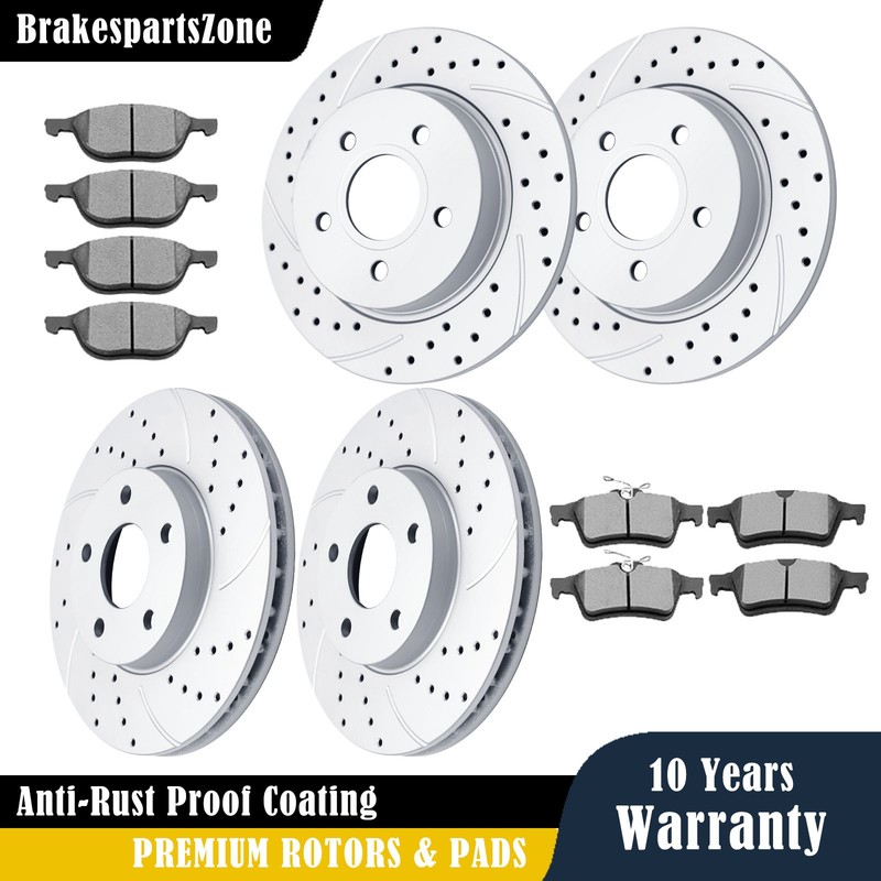 Front and Rear Brake Rotors Pads for Ford Focus 2012-2018 4-Wheel Disc Brakes