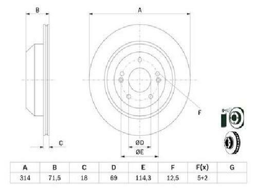 Original Bosch brake disc 0 986 479 F43 for Kia