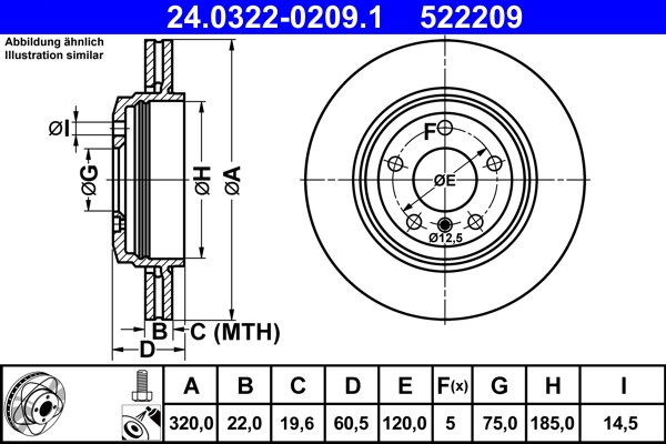 ATE 24.0322-0209.1 Brake Disc for BMW