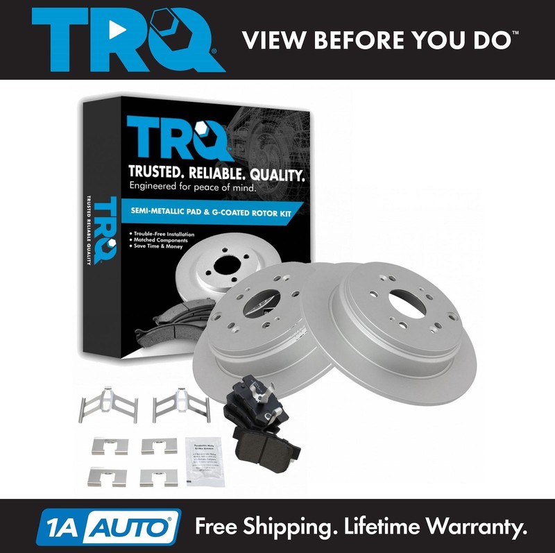 TRQ Posi Metallic Brake Pad G-Coated Rotor Rear Set for Acura RDX Honda CRV