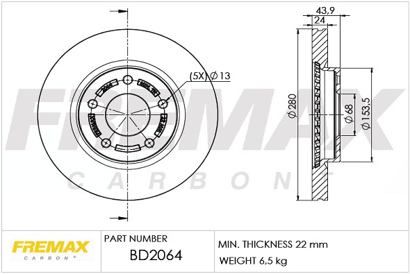 Fremax BD-2064 Brake Disc for Nissan
