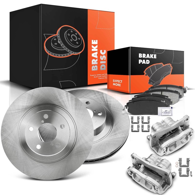 Front Disc Brake Rotors & Ceramic Pads + Caliper for Subaru Legacy Outback Baja