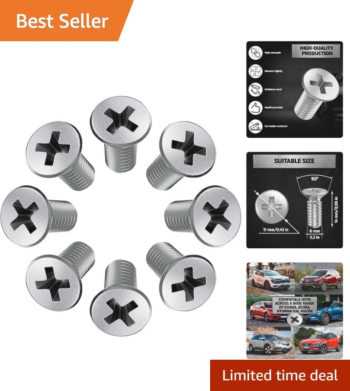 8-Pack of Stainless Steel Brake Disc Rotor Screws for Diverse Vehicle Models