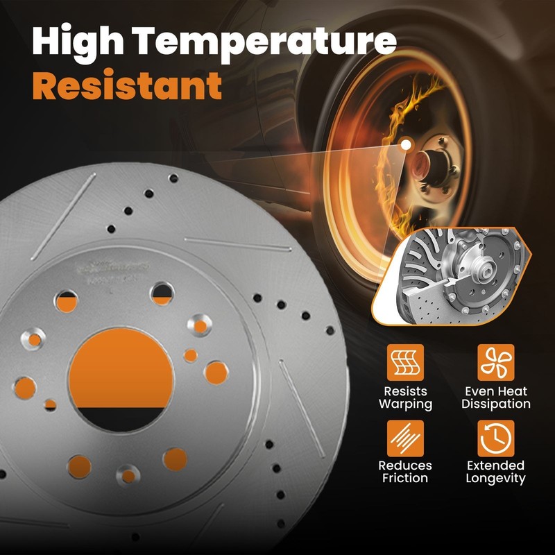 Front Drilled + Slotted Brake Rotor Kit for Chevrolet Avalanche 2007-13 S-55097 gallery