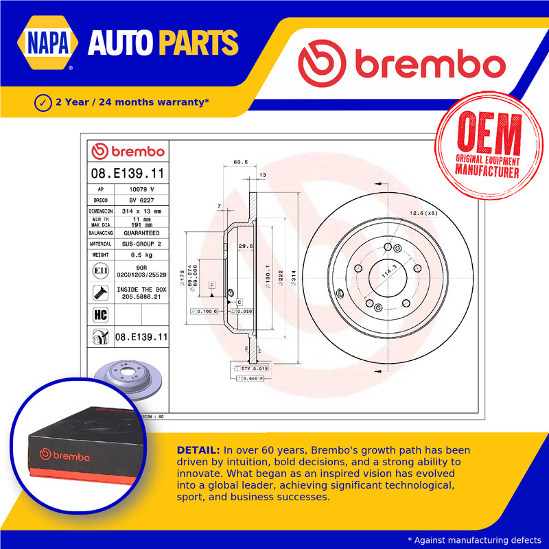 2x Brake Discs Pair Solid fits GENESIS G70 2.2D Rear 2021 on D4HC 314mm Set New