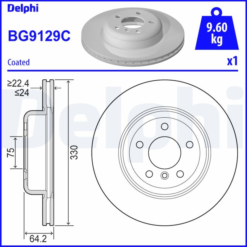 Delphi BG9129C Brake Disc for BMW