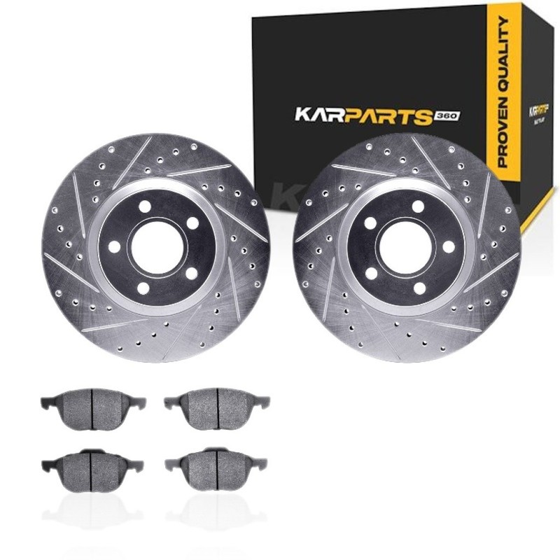 For Volvo S40 2004-2011 Rotor Set | Drilled And Slotted Rotor Style | Silver