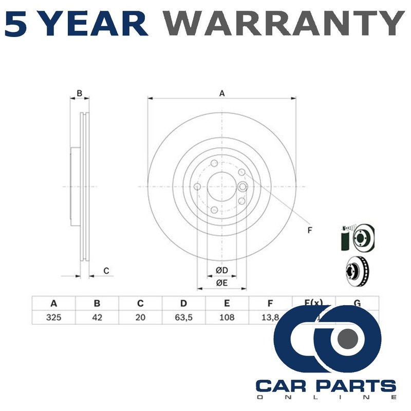 Brake Disc Rear CPO Fits Land Rover Discovery Sport Jaguar F-Pace XF XE