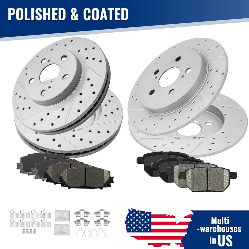 For Toyota Prius Plug-In Lexus CT200h Front Rear Drilled Disc Brake Rotors +Pads