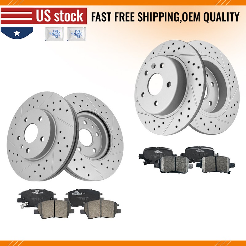 Front Rear Brake Rotors Ceramic Pads For 2016-2019 Chevry Cruze Volt Bolt Euv